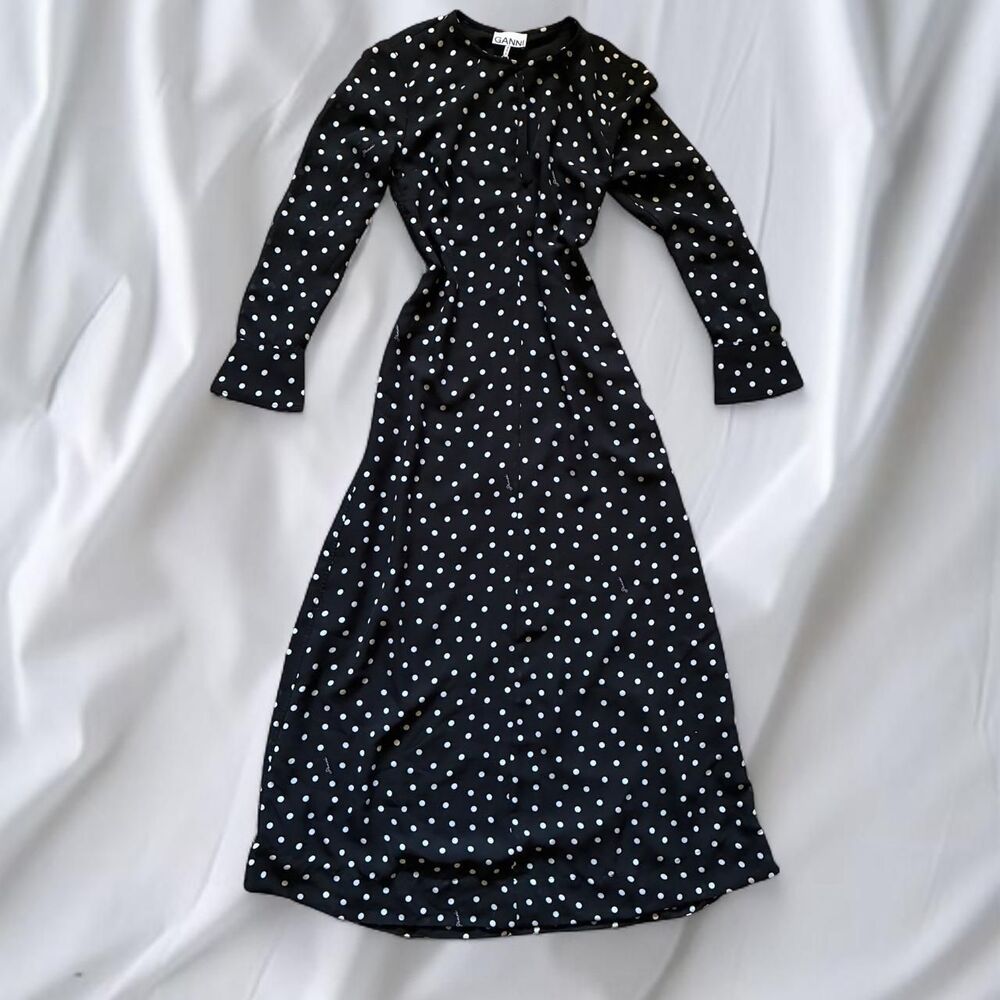 Ganni Women's Black and White Dress
